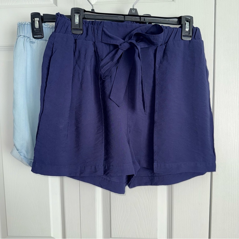 Aerie & Hyfve Light Blue and Navy Casual Shorts Set size Medium